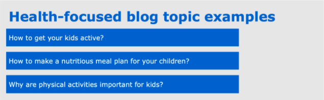 Health-focused blog topic examples