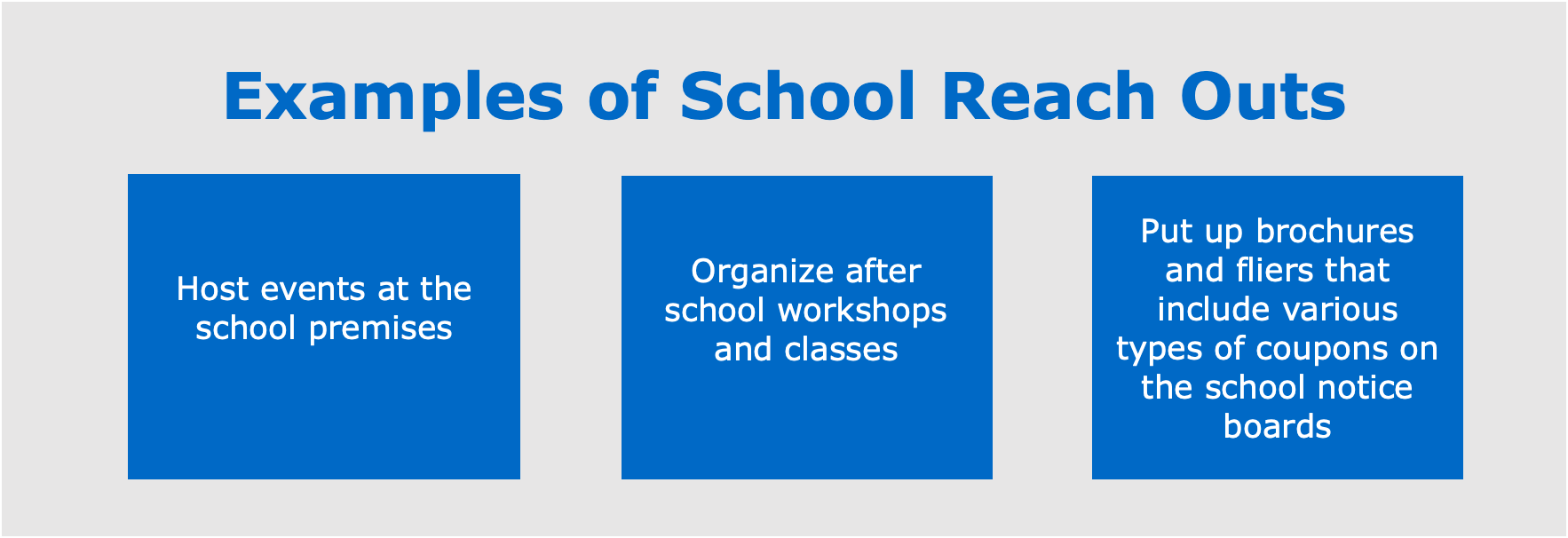 Examples of school reach outs